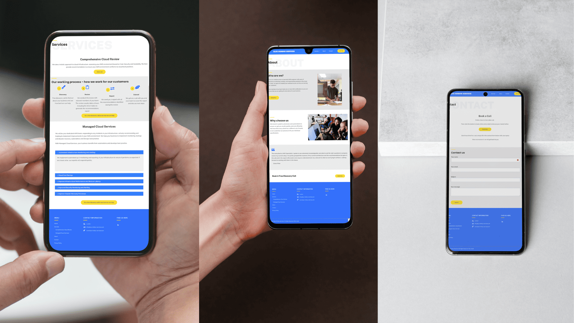 Blue Nimbus Services Mock up on mobile