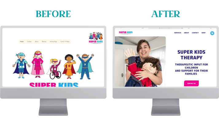 before and after mock ups on desktop